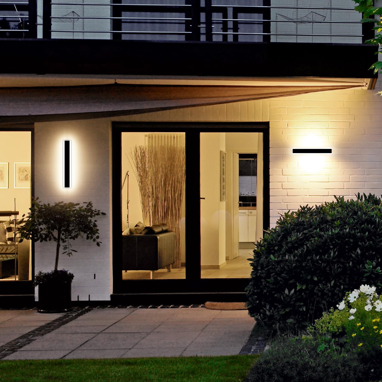 Mikeru 40CM Black Wall Lights, 2Packs Modern Acrylic Wall Light 3000K/4500K/6500K 3 Color Hard Wired Outside Light Wall Mounted Light for Lighting in Front of Mirrors, Garden Decoration — view 8