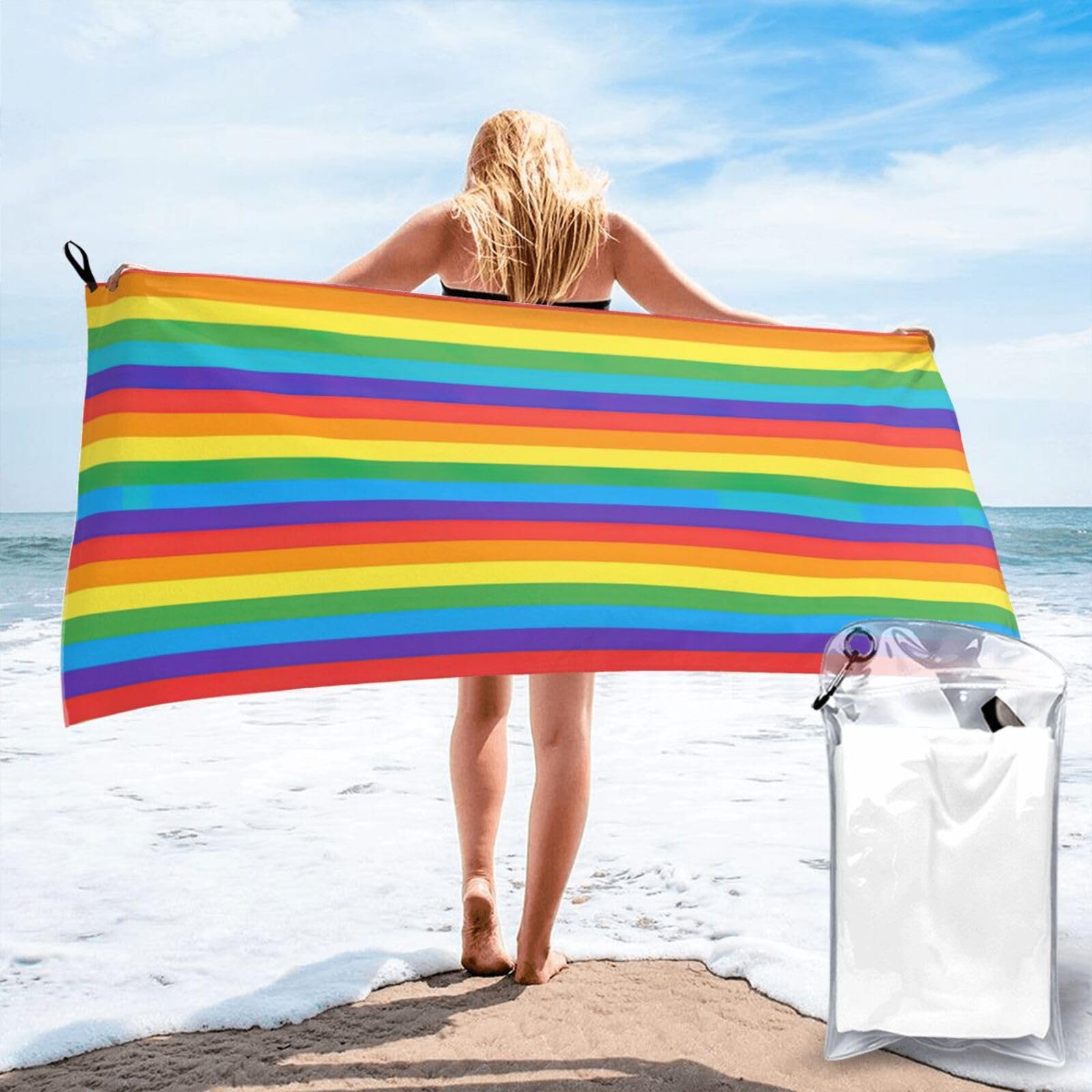 JBJGKHLP Rainbow Pattern Print Quick Dry Portable Towel For Beach Camping Hiking Yoga Fitness Outdoor Adventures