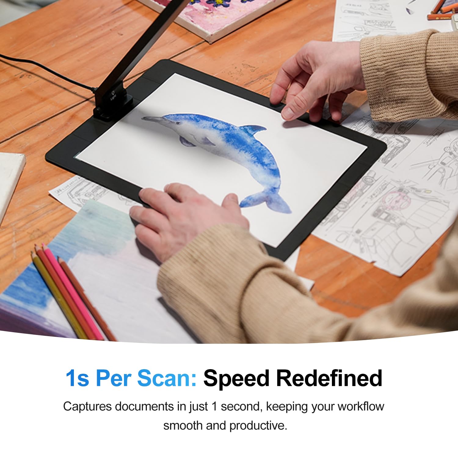 JOYUSING Scanpad100 Pro - Scanner per documenti portatile da 16 MP, fotocamera per documenti USB, 1s per scansione, riconoscimento del testo OCR, miglioramento AI, formato A4, pieghevole per andare