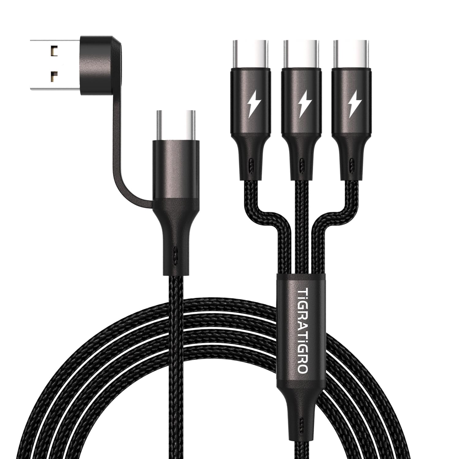 tigratigro Multi Cavo di Ricarica, 3 in 1 Multiplo Cavetto [1.8M] Multiplo Cavetto con 3 Cavo Nylon USB Tipo C, con Adattatore USB C Femmina a USB Maschio