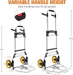 380 LB Capacity pliant chariot à main pliable en aluminium avec roues, chariot portable avec poignée télescopique pour le déplacement Gorpuire