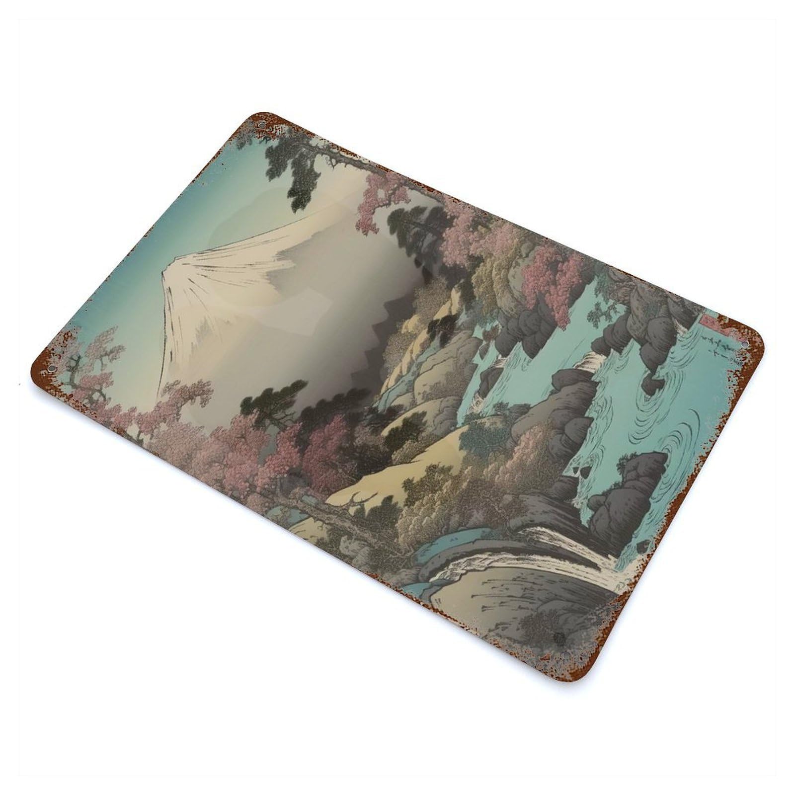Mount Fuji 11.8"x7.9" Vintage Metal Tin Sign, Retro Wall Decor for Basement, Hobby Room And Garage Decor