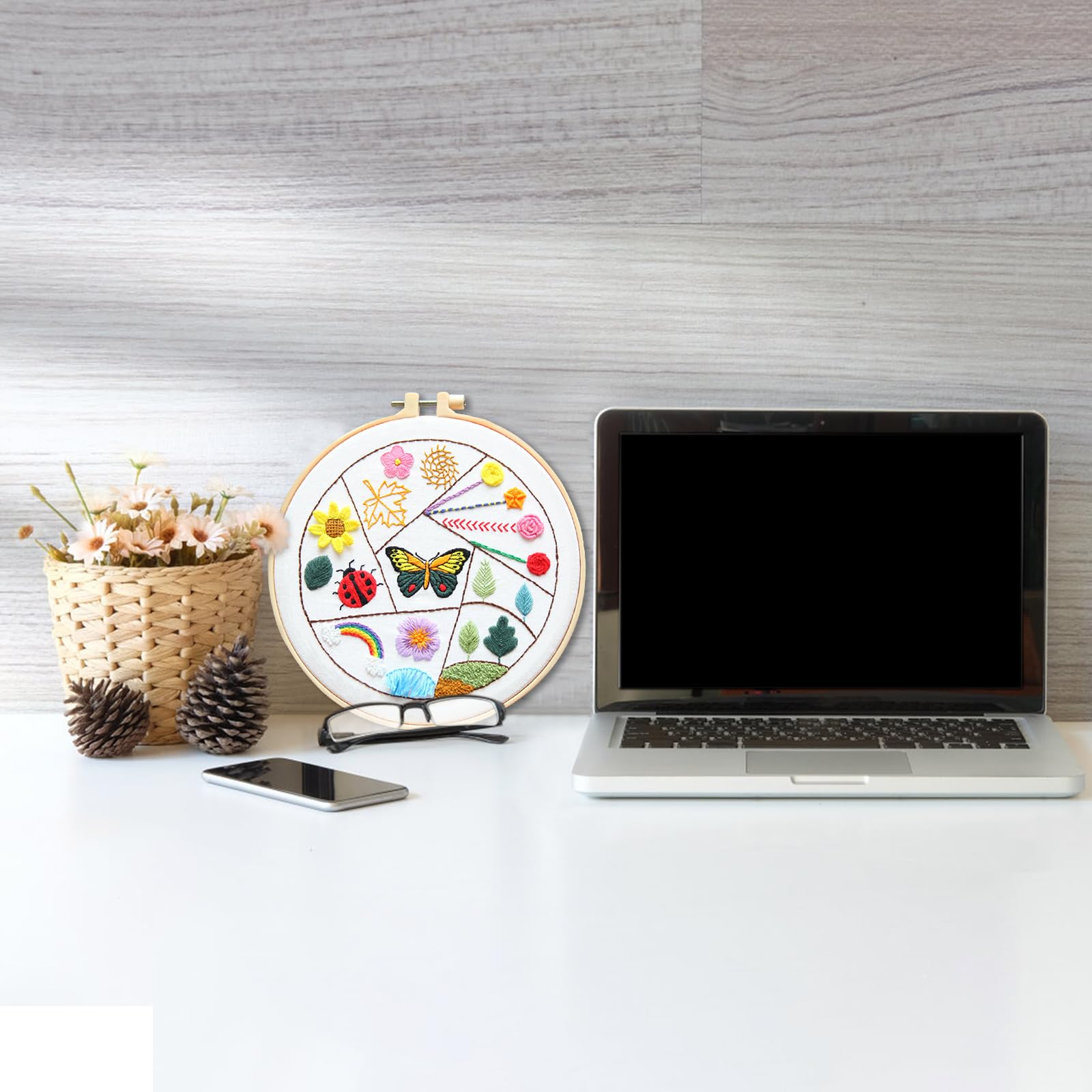 Kit Ricamo Per Principianti Con 3 Telai E Motivi - Set Per Adulti E Bambini Con Fili E Istruzioni - Foto 4