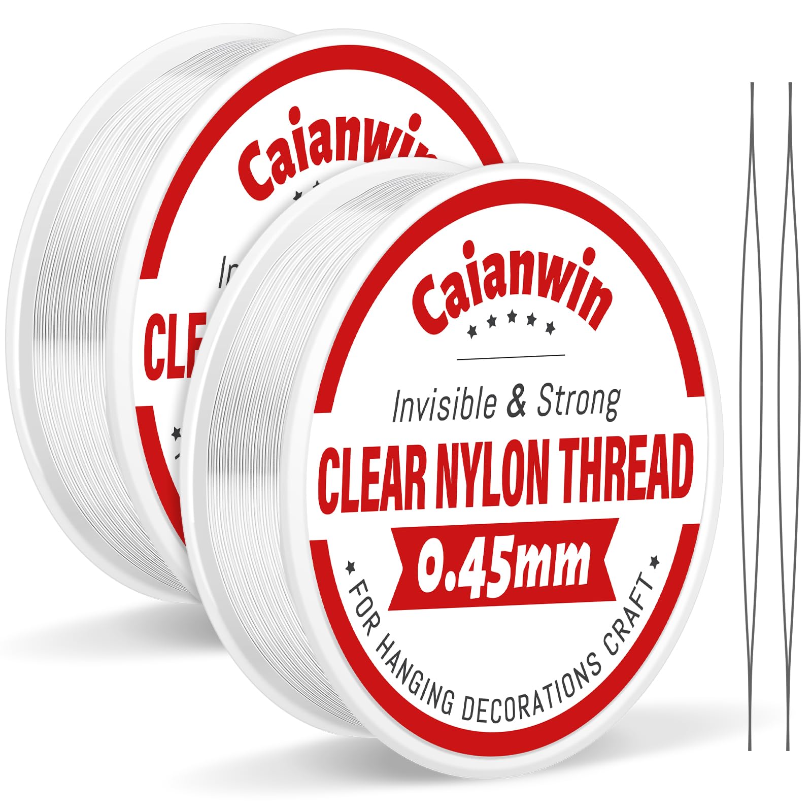 200m Nylon Thread 0.45mm Invisible Thread Non-Stretch Clear String Beading Threads Transparent Sewing String Clear Wire with Bead Needle for Hanging Decorations, Balloon Arch, Bracelet & Sewing