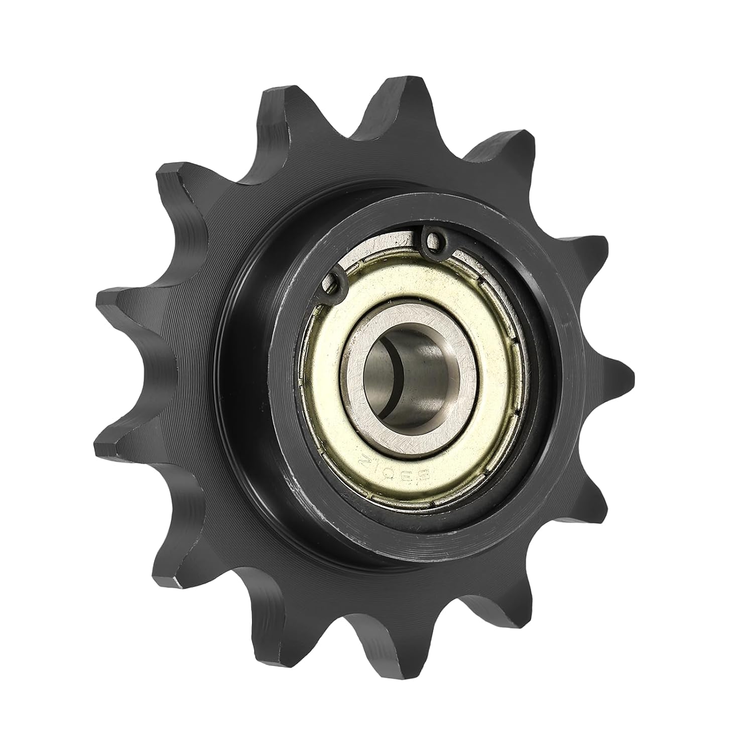 uxcell #50 Roller Chain Idler Sprocket, Type C 25mm Bore 5/8" Pitch 17 Tooth Tensioner with Double Bearing, Black Oxide Finished 1045 Steel for ANSI #50 (DIN/ISO 10A) Chains