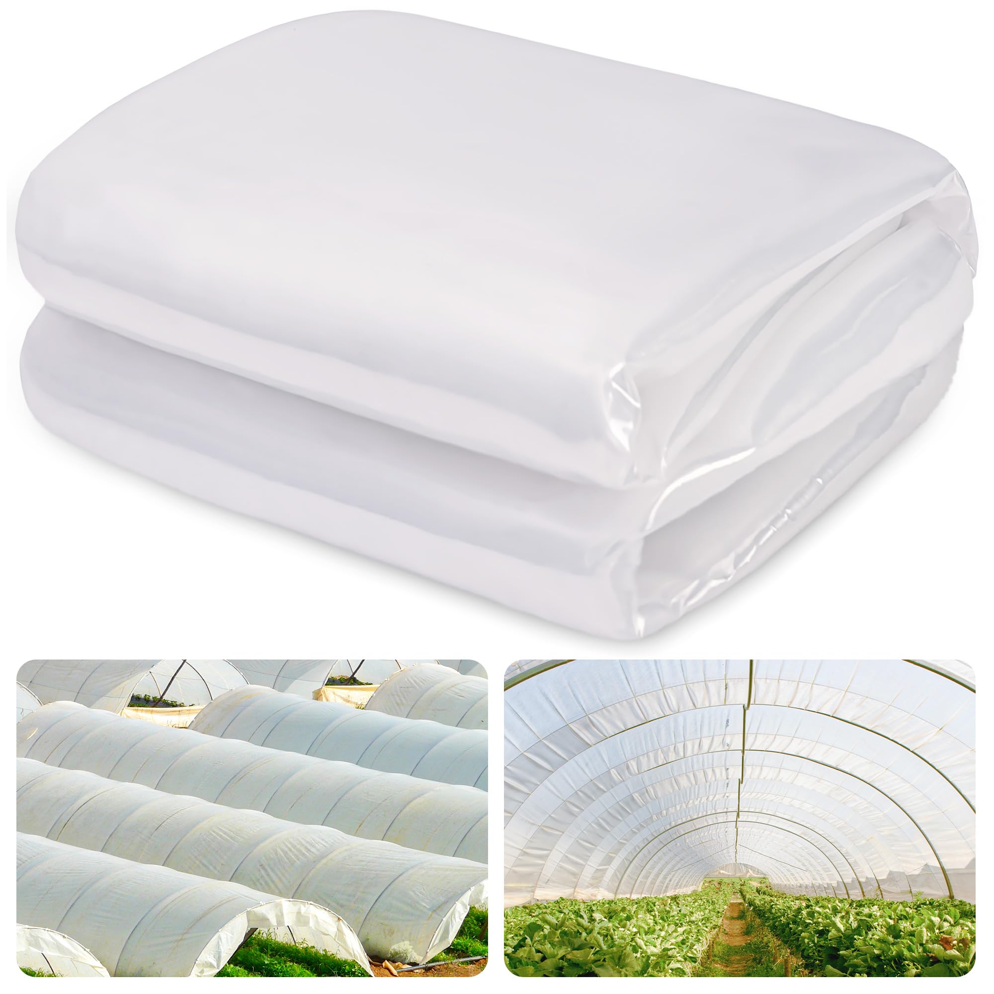 Lámina de plástico transparente de 6 mil, película de plástico transparente para invernadero, película de polietileno resistente a los rayos UV para granja, jardín (10 x 10 pies)