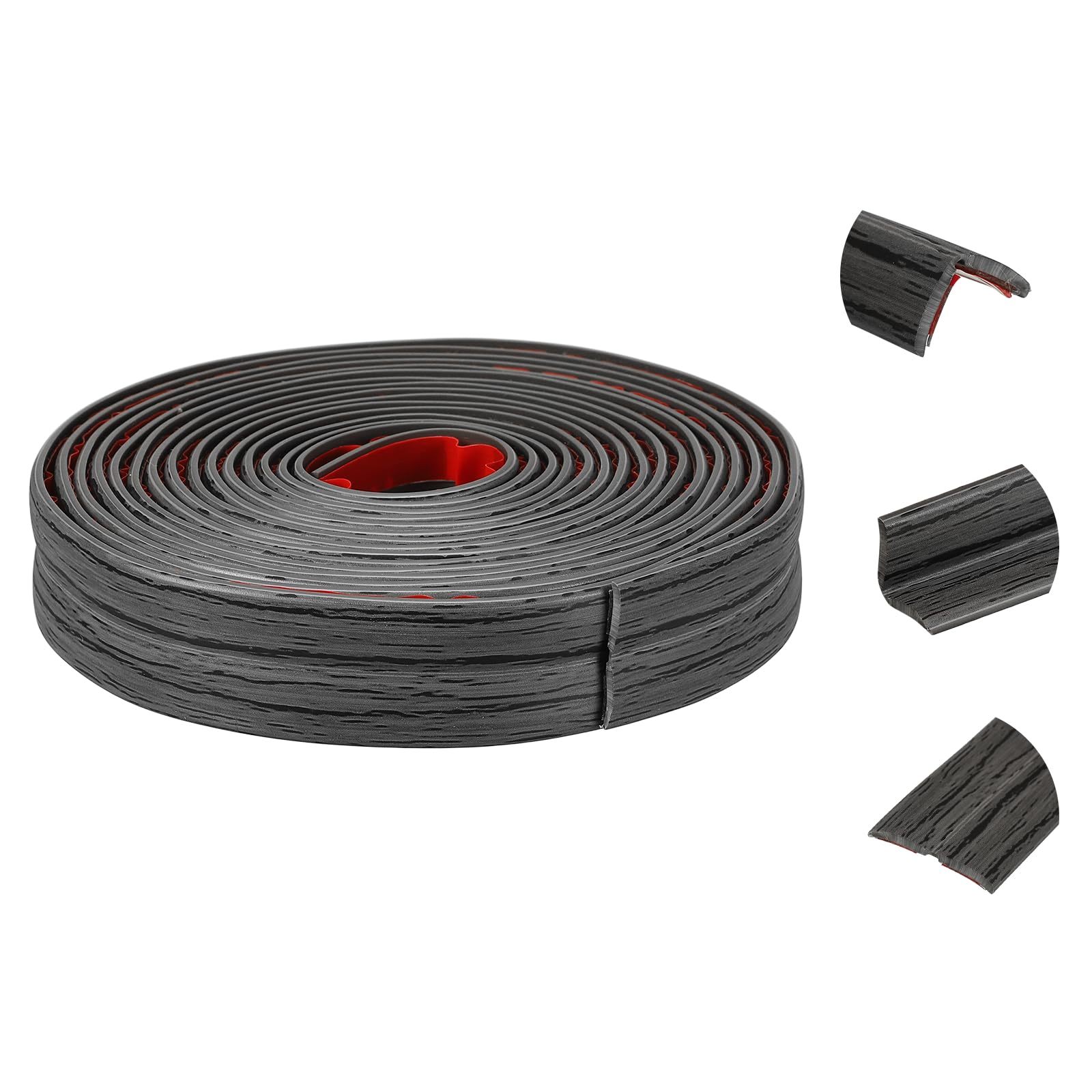 sourcing map Wall Corner Protector, 2cm x 3Meters Peel and Stick Molding Trim Wall Edge Guard, Flexible Self-Adhesive Inside & Outside Corner Trim Strip for Edge Ceiling, Dark Gray Grain