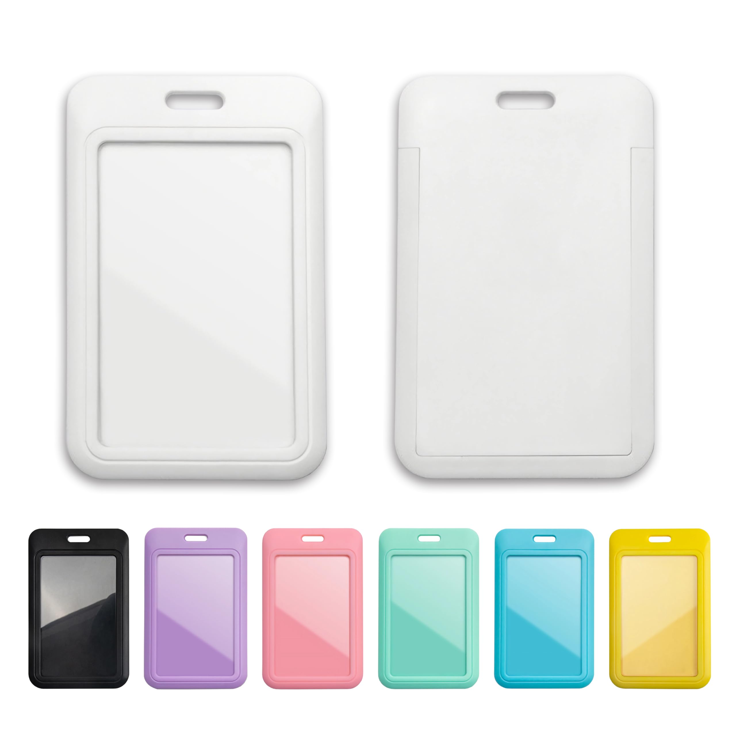 1 Pack Sliding ID Badge Holder with Clear Window White ID Card Holder Protector Pouch for Office School ID Credit Cards Proximity Key Cards Driver’s Licenses and Passes