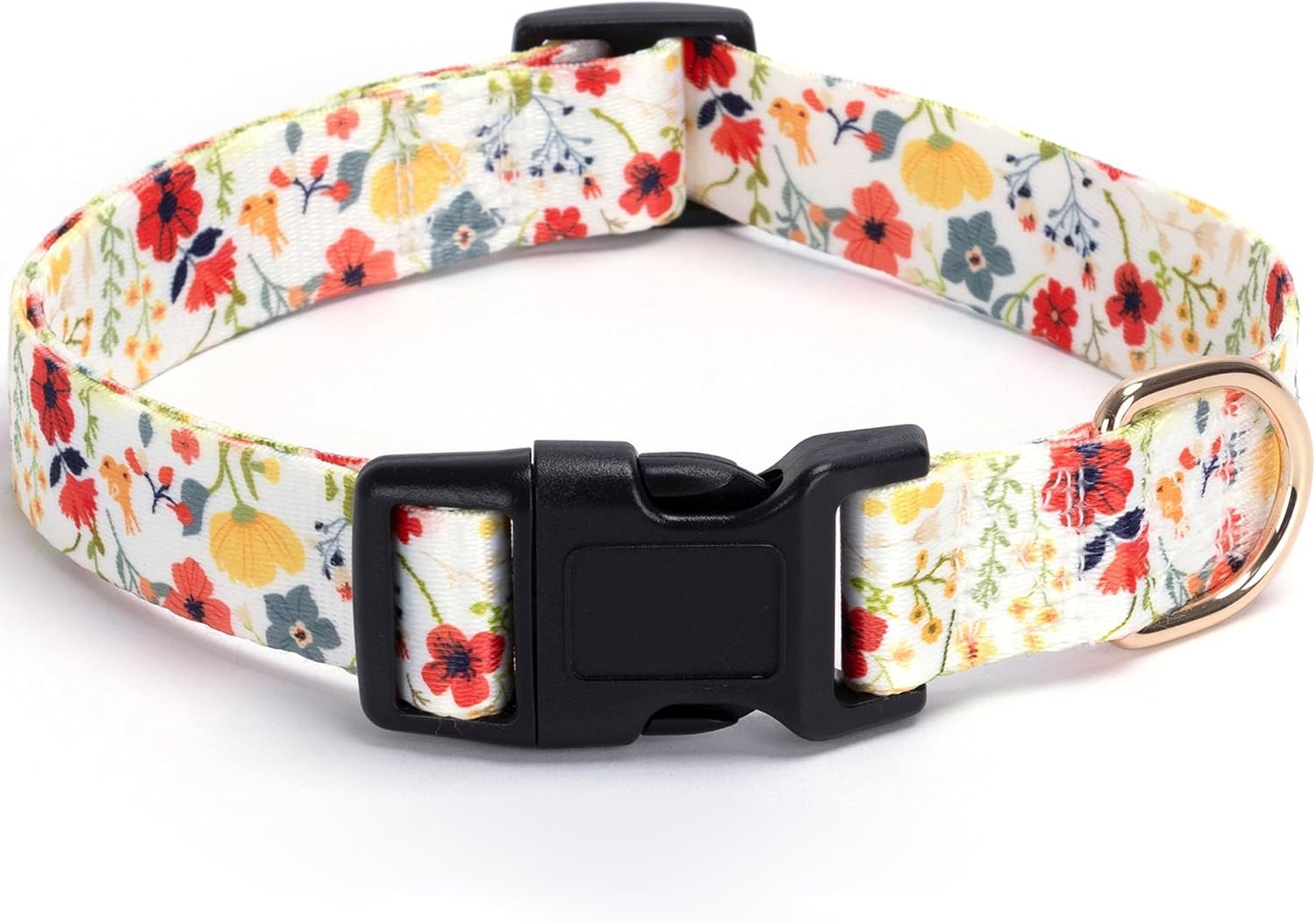 Floral Dog Collar, Cute Puppy Collar with Buckle Adjustable,Flower White XL