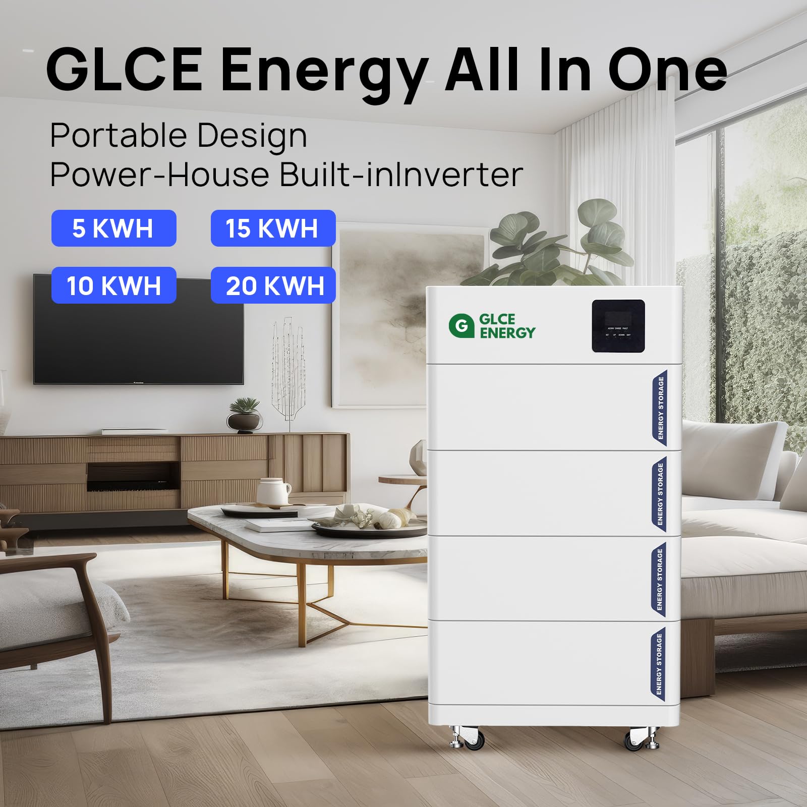 48V 100Ah LiFePO4 Lithiumakku, All-in-One 5,12 kWh Energiespeicher mit integriertem Smart BMS & Heim-Wechselrichter – Für Wohnmobil, Solaranlage & Haushaltsstromversorgung