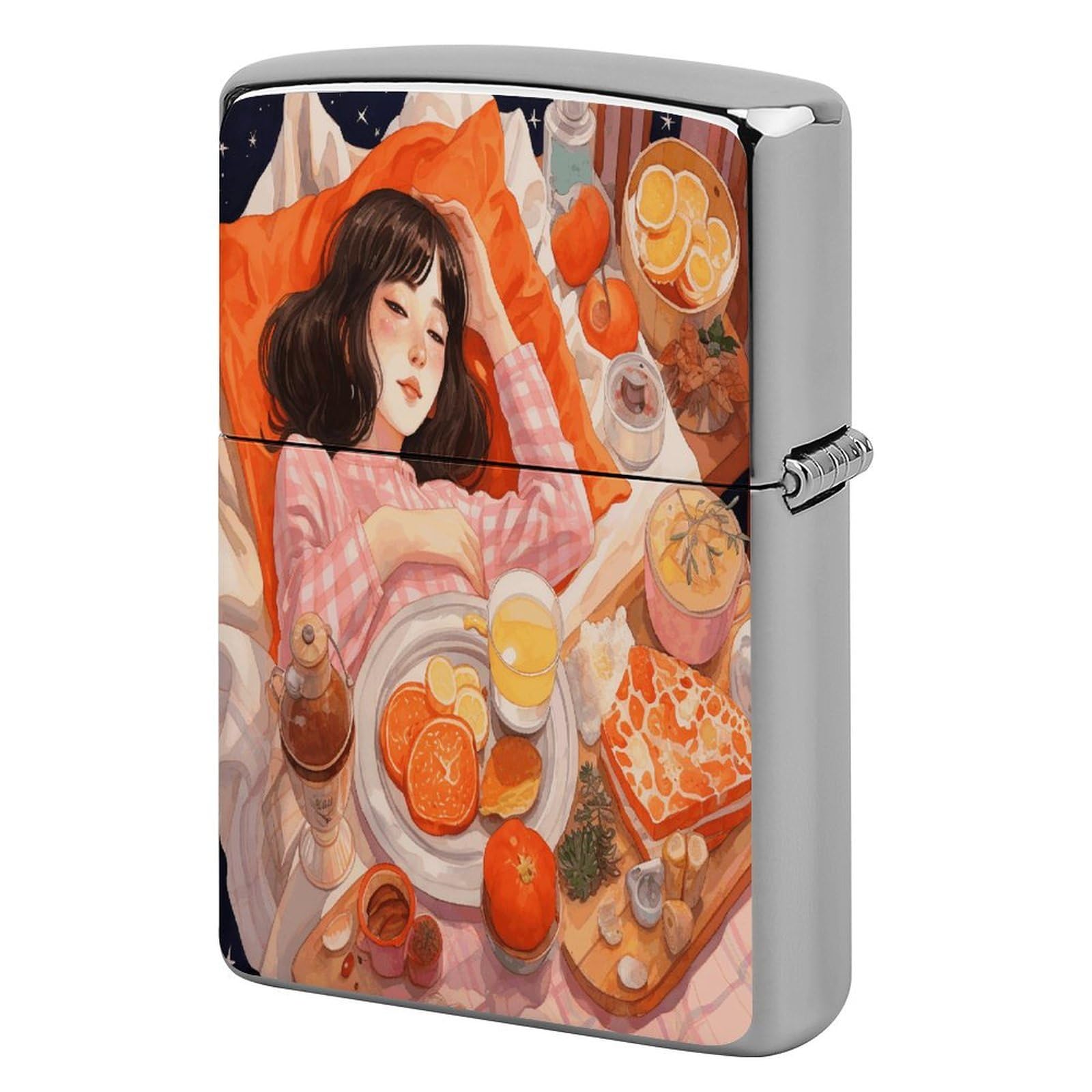 Fodpand Style Eating In A Dream Metal Lighter Case Cover Lighter Sleeve