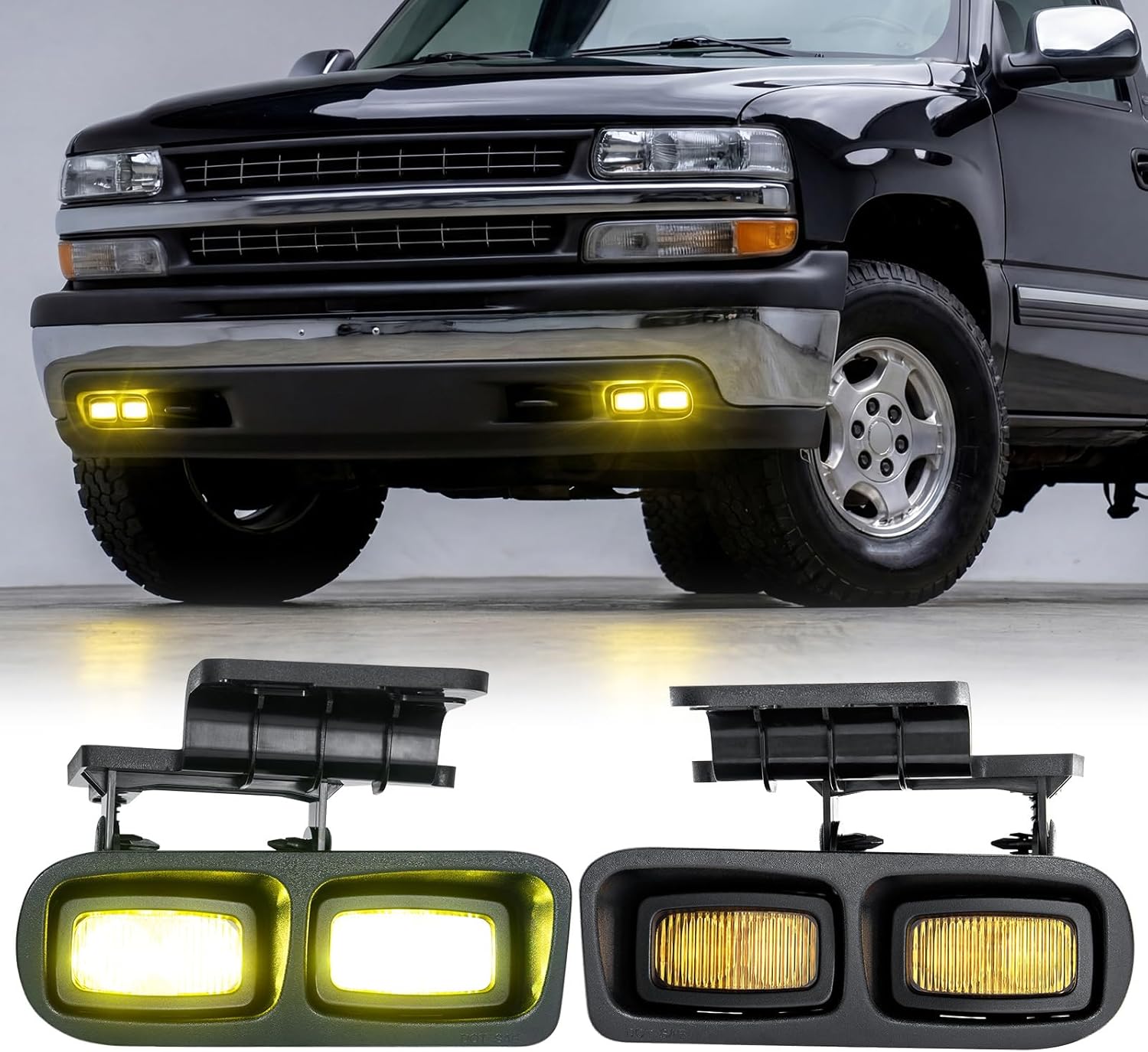 LED Fog Lights Compatible with 1999-2002 Silverado 1500 2500, 2001-2002 Silverado 1500HD 2500HD 3500, 2000-2006 Tahoe Suburban 1500 2500, Front Bumper LED Fog Lights Yellow, Pair