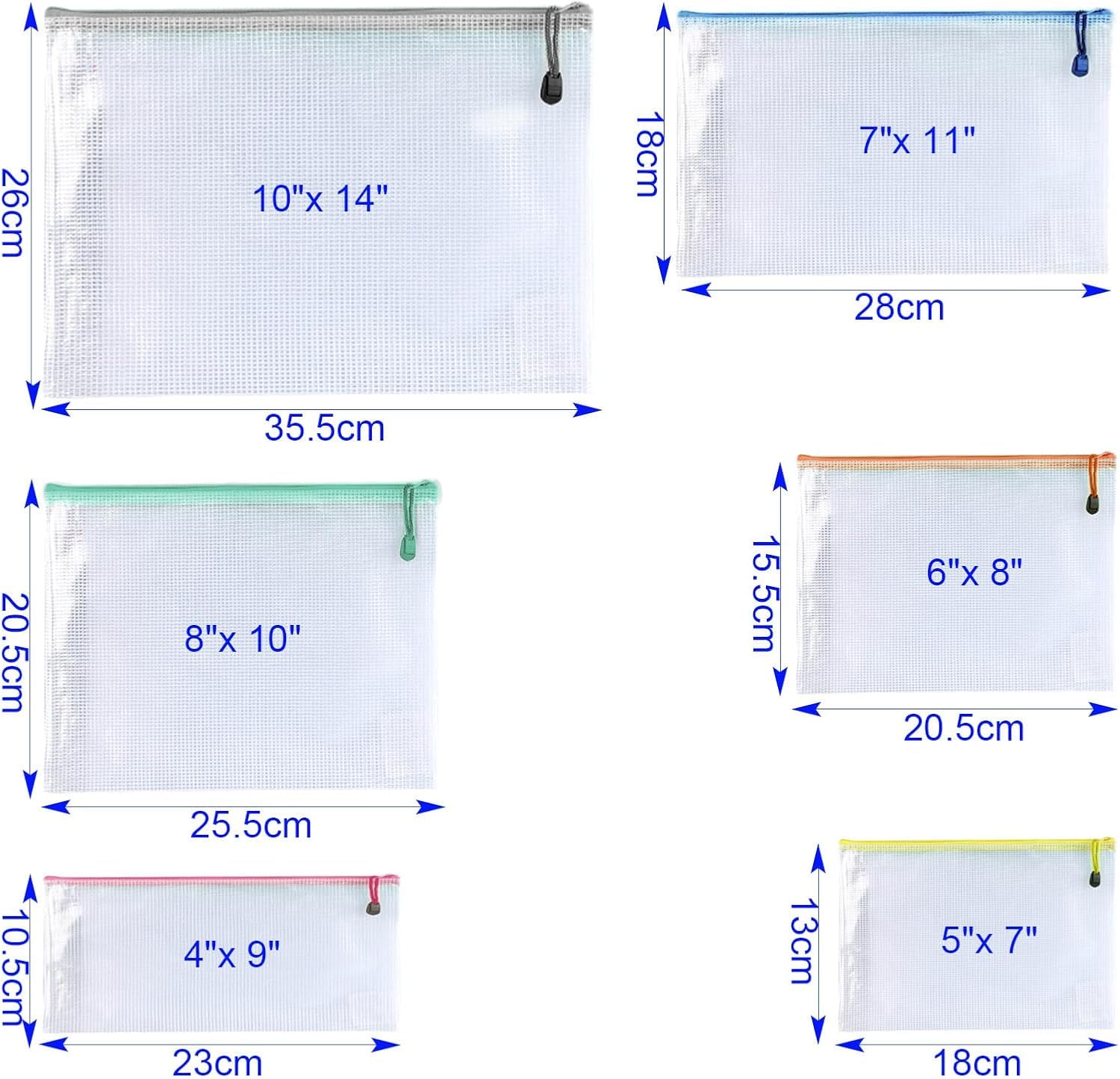 18 bolsas de malla de plástico con cremallera para documentos, bolsa con cremallera (multicolor, 3 x 5 pulgadas)