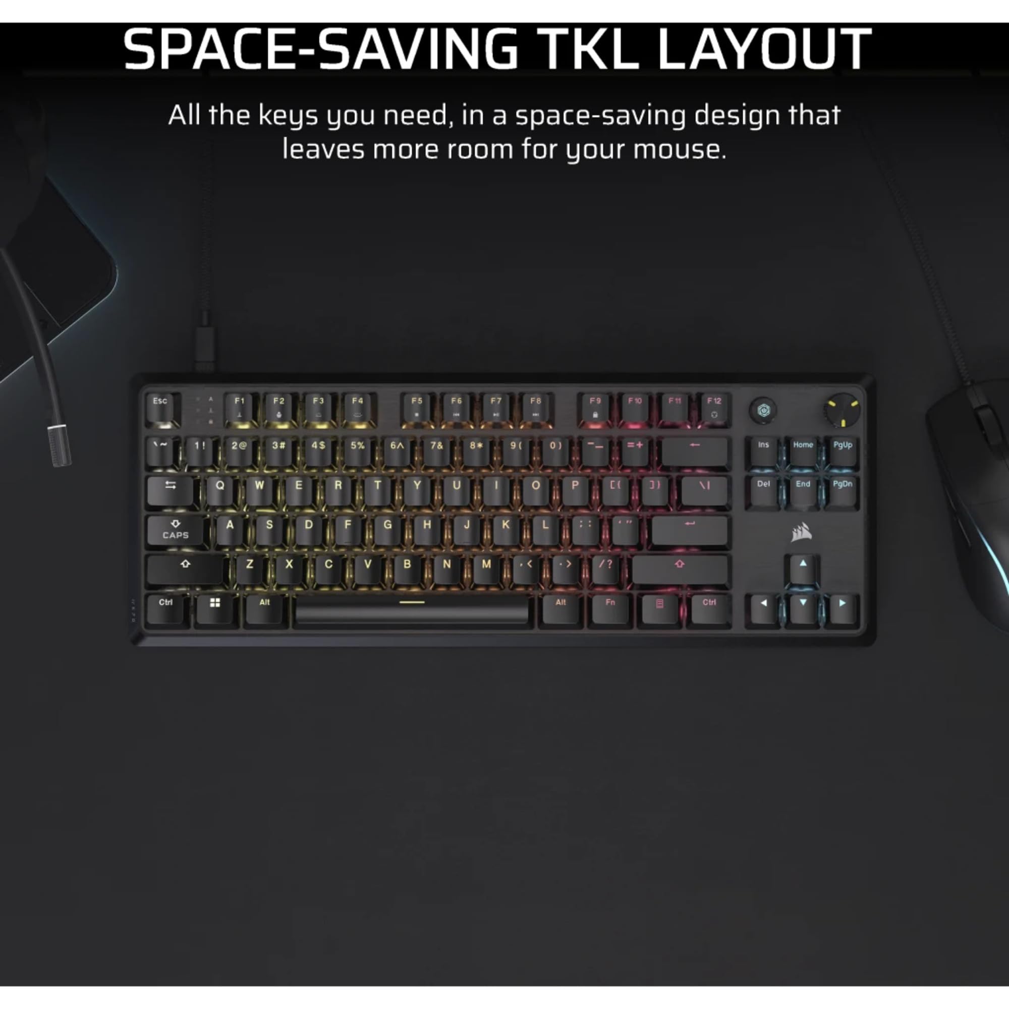 Corsair K70 Core TKL RGB mechaniczna klawiatura do gier Tenkeyless – czarna