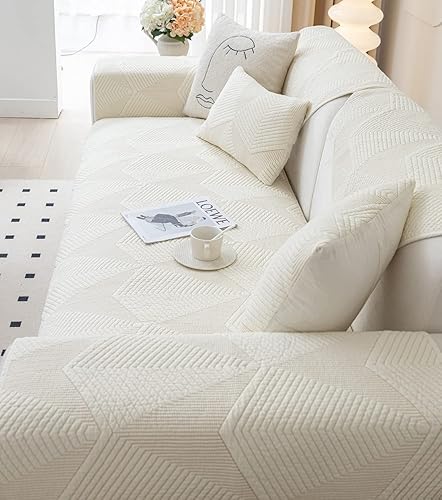 Miniatura 5 de vctops Funda de sofá rústica con bordado de color sólido, funda acolchada de algodón para sofá modular, funda lavable y antideslizante para perros,