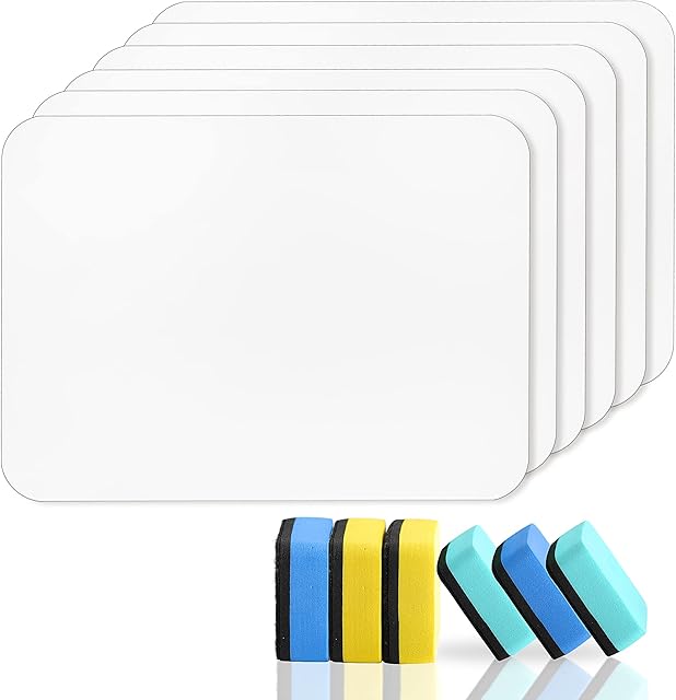 6 PCS Small White Boards 9X12 Inch Double-Sided Dry Erase Lapboard Mini Kid Whiteboard with 6 Dry Erasers for Kids, Students, Teacher, Classroom, Home, Office CP0506