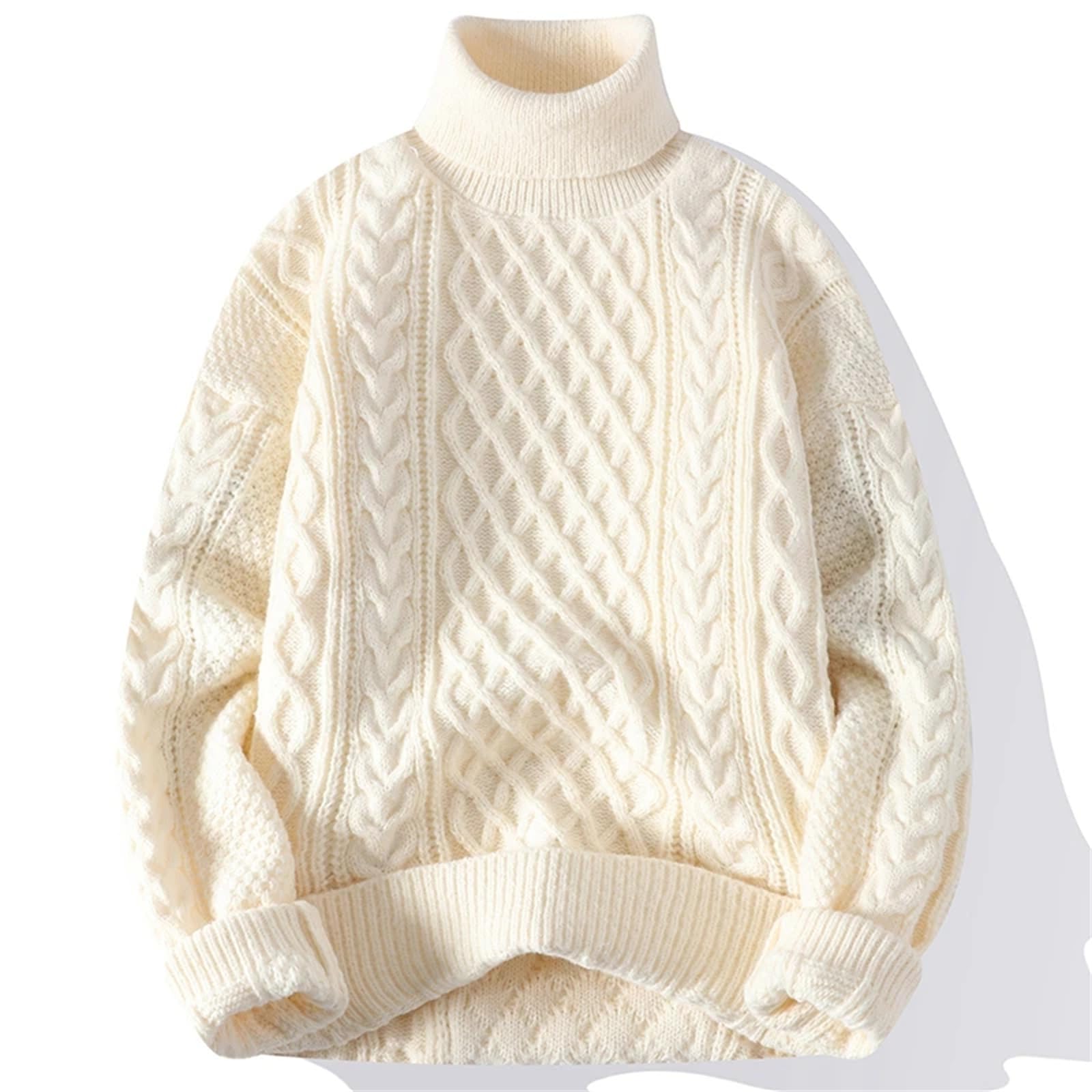 Maglione lavorato a maglia da uomo Pullover a collo alto in tinta unita Pullover Casual da uomo Autunno e Inverno Maglione lavorato a maglia caldo per gli uomini