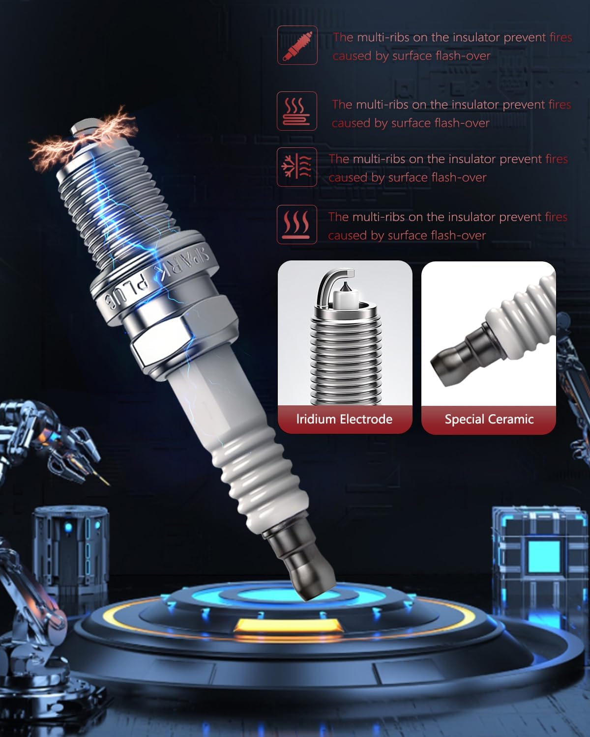 OKLPF Ignition Coil Pack UF247 with Iridium Platinum Spark Plugs - 4-Piece Set, Compatible with Chevrolet Prizm, Pontiac Vibe, Toyota Celica, MR2 Spyder, Corolla, Matrix 1.8L L4 Replacement for UF-247