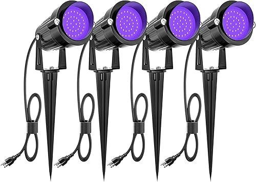 ZUCKEO Foco de luz negra para exteriores, luz LED negra con enchufe estadounidense, 15 W IP66 paisaje negro accesorios para fiesta brillante,