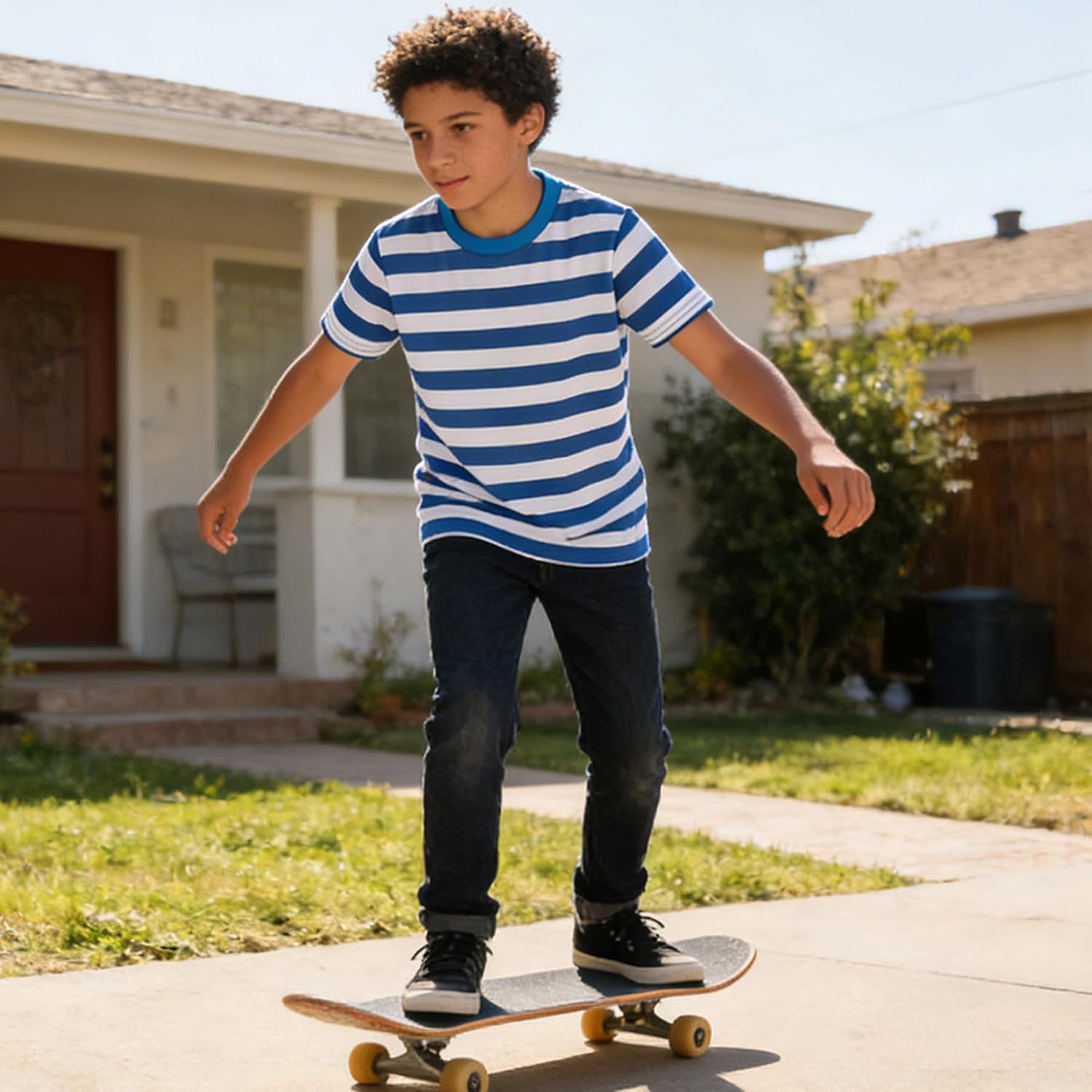 Magic Park 6M-14Y Toddler Stripe T Shirt Boy Girl Striped Tee Kids Short Long Sleeve Tops Casual Blouse Holiday Clothes