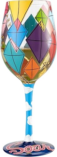 Miniatura 3 de Enesco Designs by Lolita Time to Soar Soar - Vaso de vino soplado, 15 onzas, multicolor