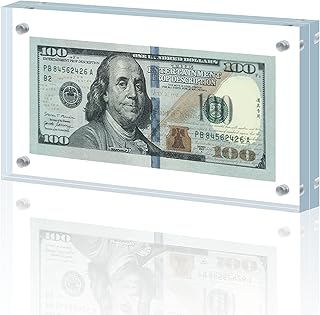Dollar Bill Frame Display Acrylic Dollar Bill Holder 3.9X7.8Inch Thickened Frame for Dollar Bill Display Case Magnet Currency Display Frame Self Standing for Money Ticket Picture Photos Display Case