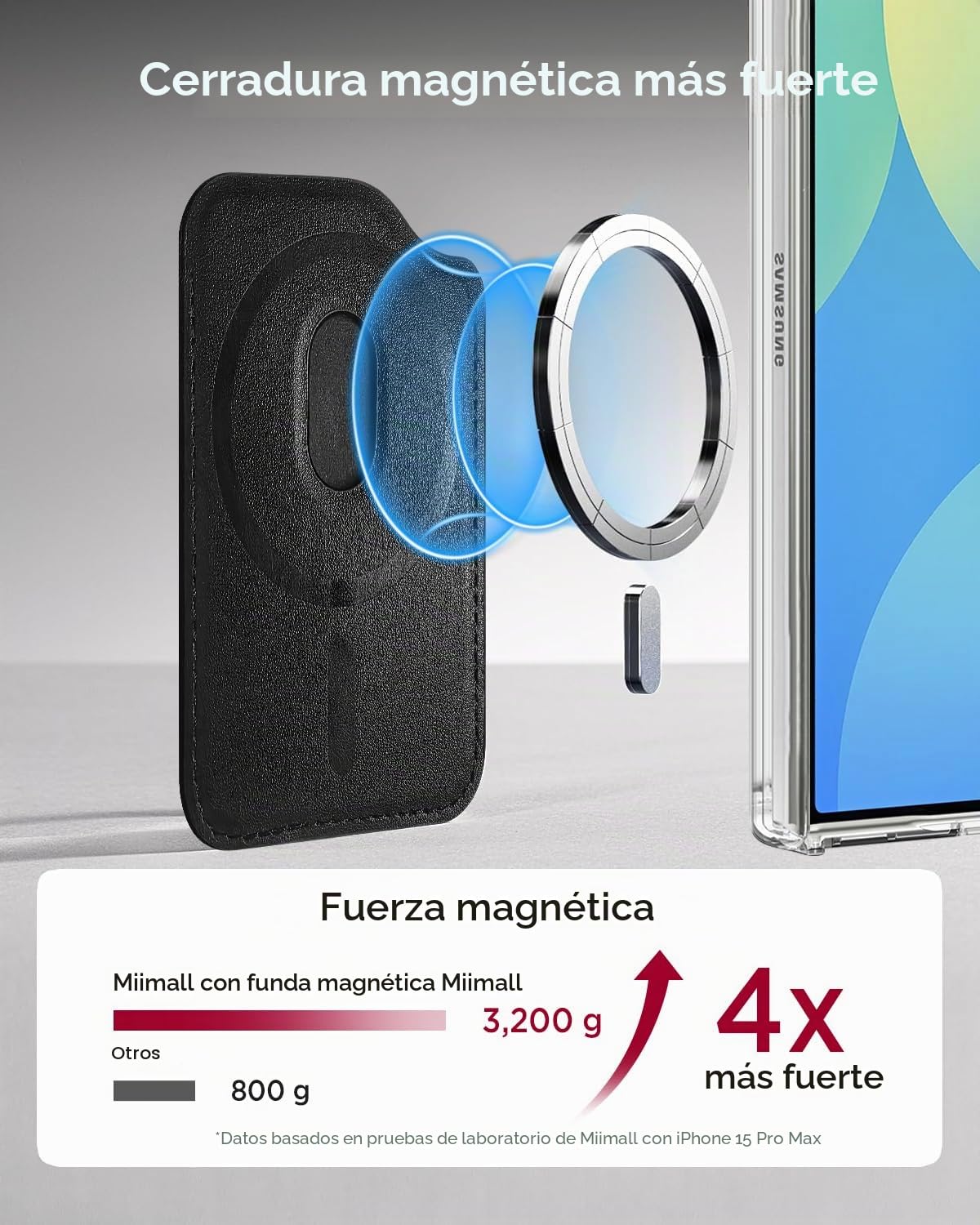 Miimall Cartera Magnetica Movil para Samsung Galaxy S26 S25 S24 Ultra/Plus/Edge/FE/A17/A56, Magnetic Wallet, mag-Safe Tarjetero Fino para 3 Tarjetas, Billetera Magnetica Movil para Samsung S26, Negro