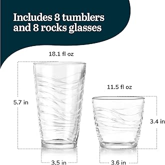 Libbey Orbita 16-Piece Tumbler and Rocks Glass Set