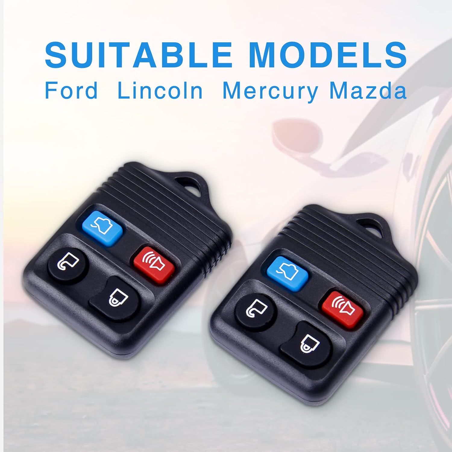 Big Autoparts Key Fob 4 Button Keyless Entry Remote Control Key Fob fit for Ford Focus Explorer Mercury Lincoln Mazda Tribute,2 Pack