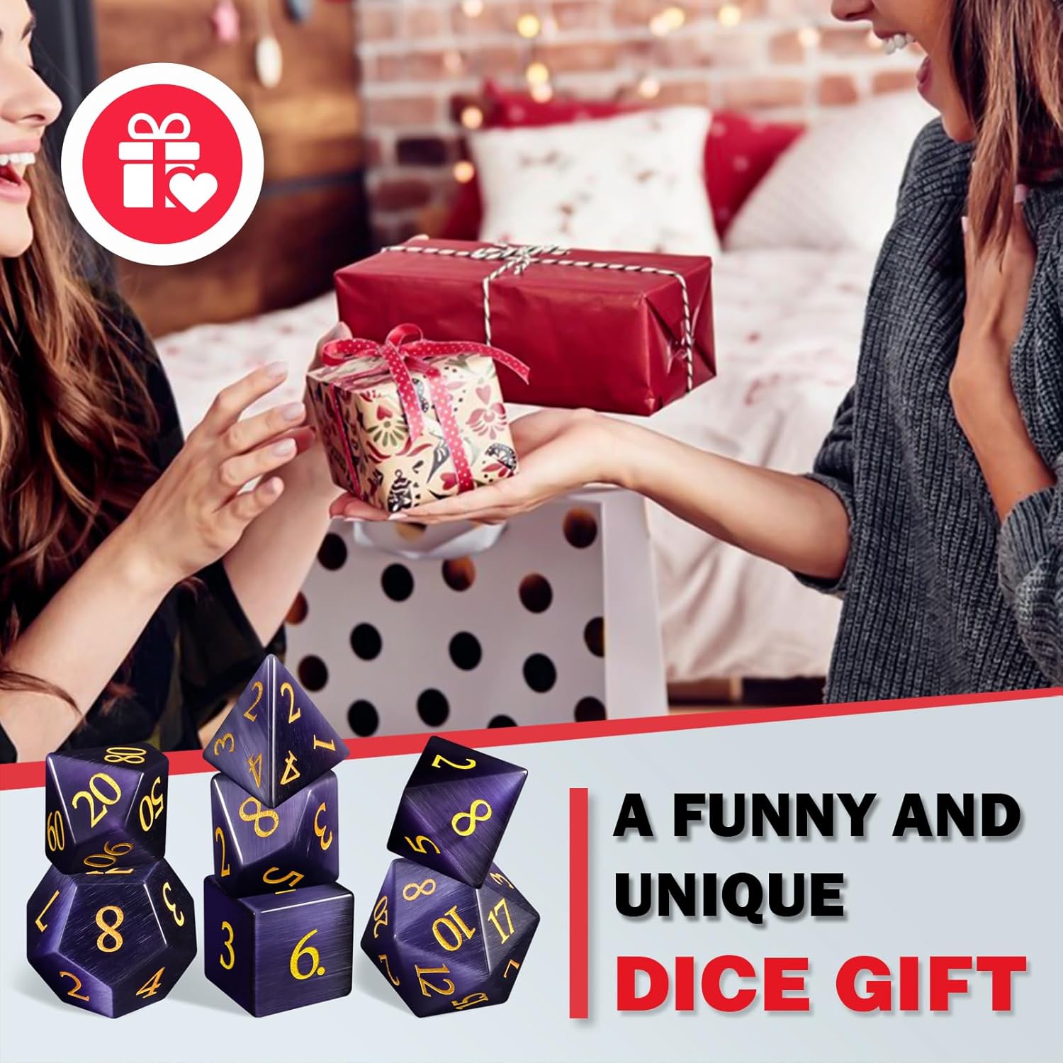 LUCKY-M Gemstone DND Dice Set, Dungeons and Dragons RPG Gaming Accessories, D&D Polyhedral Dice