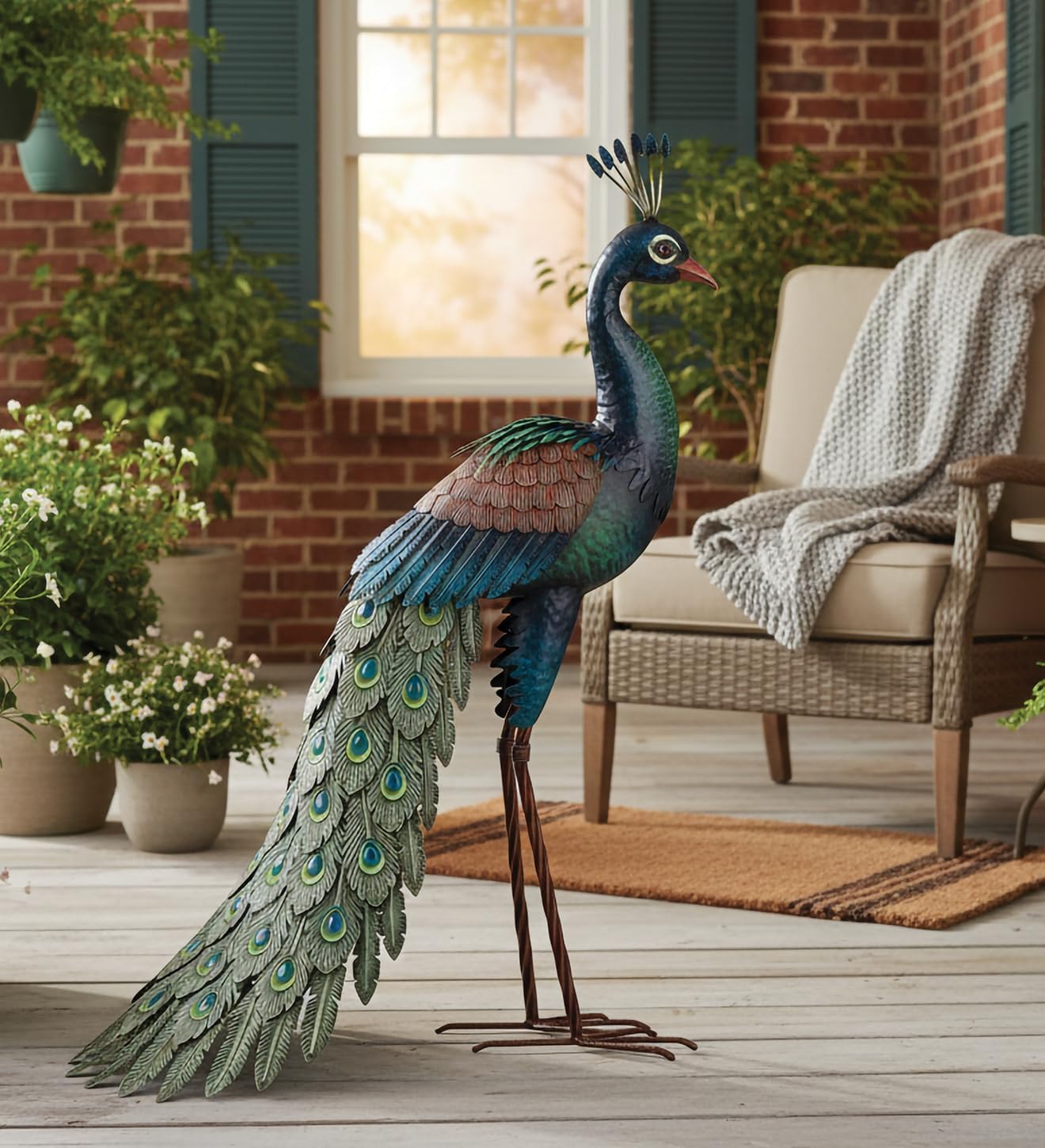 Regal Art & Gift Peacock Metal Statue – Indoor Outdoor Decorative Sculpture for Home & Garden Décor, Weather-Resistant Yard Art Figure for Patio, Lawn, Standing