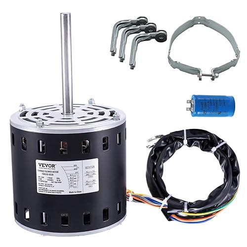 VEVOR Motor de soplador de horno de 34 HP, 208230 V 3.85 amperios, 1075 rpm, 5 velocidades, rotación CWCCW, 48 marcos de 4.8 pulgadas de longitud