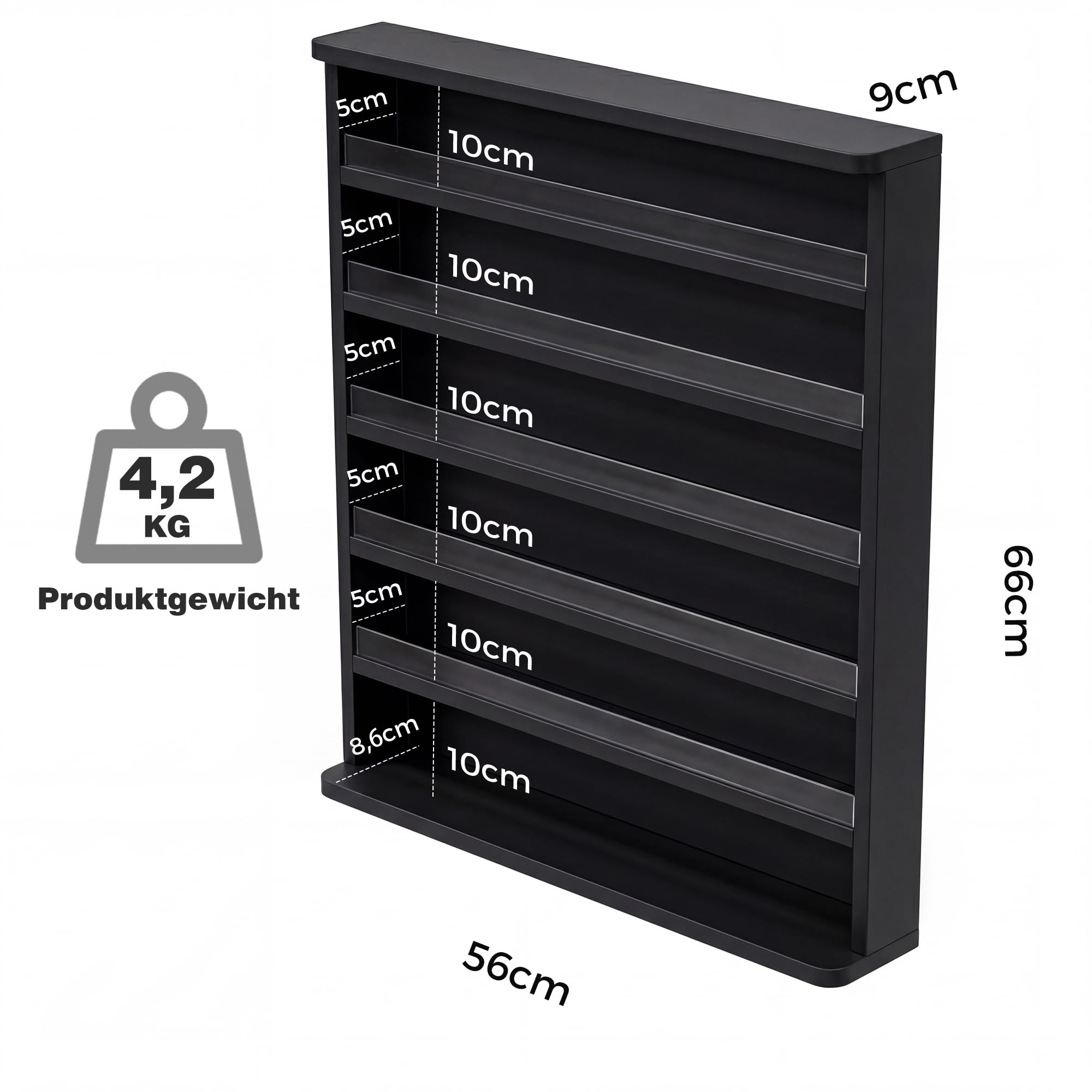 Nagellackregal Wandmontage mit 6 Ebenen, Stabiler Nagellack Organizer aus MDF & Acryl, Wandregal für bis zu 180 Flaschen, Platzsparende Aufbewahrung für Nagelstudio & Zuhause (Schwarz)