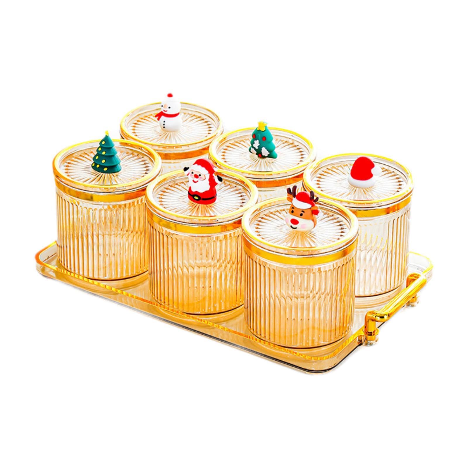 Milageto Plateau à Fruits secs avec Couvercle, bocaux à Noix, élégants Pots à épices, Plat de Service pour Desserts et Fruits secs, idéal pour la Salle à, 6 Grilles