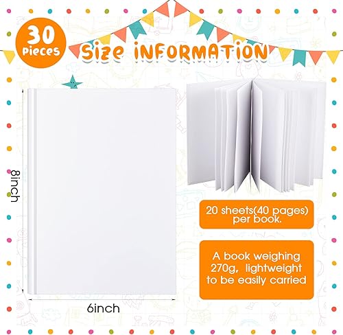 Miniatura 2 de 30 libros en blanco para que los niños escriban historias de tapa dura diario en blanco vacío con páginas blancas sin forro para niños estudiantes