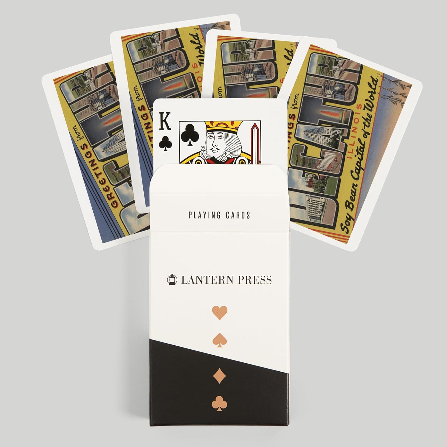 Lantern Press Decatur, Illinois (Soy Bean Capital), Large Letter Scenes, 52 Playing Cards for Adults, Poker Size Card Deck