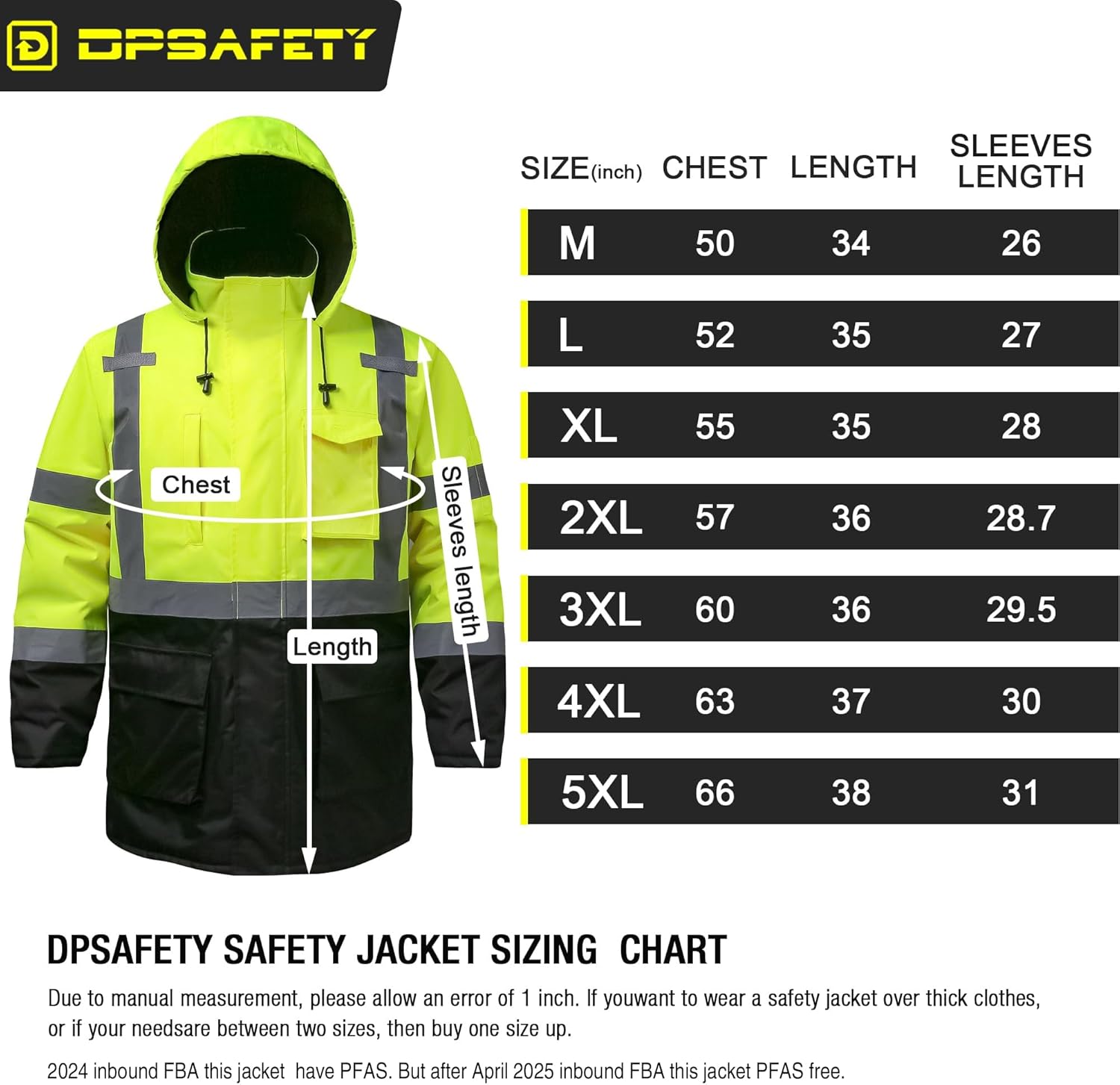 Reflective Jacket, High Visibility Parka, Waterproof Hi Vis, Safety Jacket with Removable Hood and Zipper, ANSI Class 3 (Lime,2XL) - Image 7