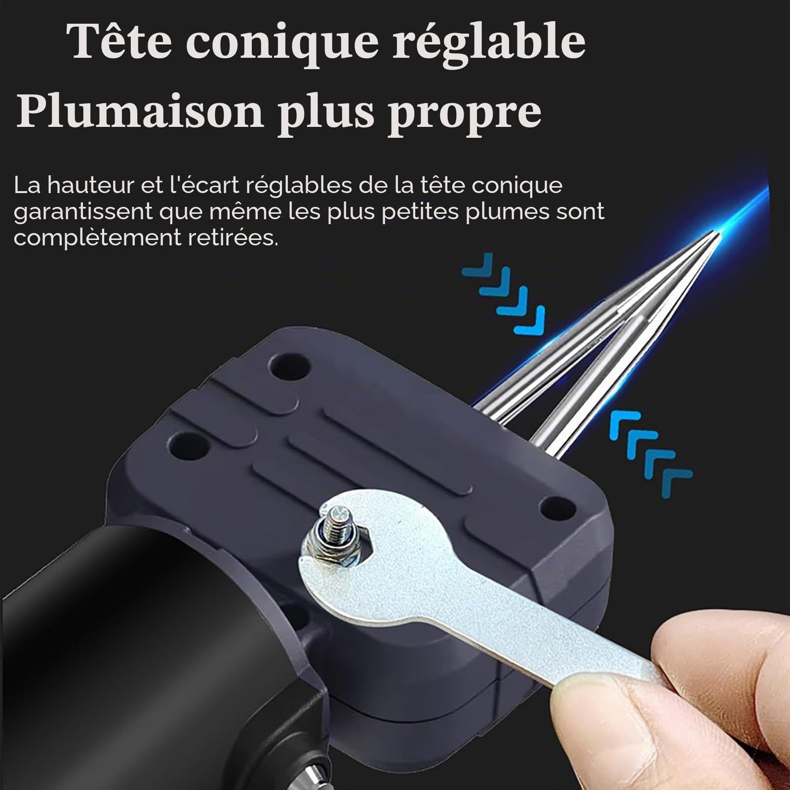MObyat Plumeuse Électrique Rapide pour Volailles, Plumeuse Portative, Tête Conique Ajustable, Étanche, Épilation sur 4 Axes, Double Alimentation, pour Oies, Poulets Et Canards