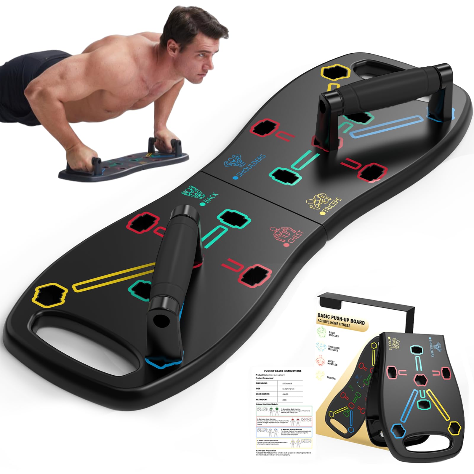 HOTWAVE Push Up Board, Portable Pushup Board for Men, Foldable Push Up Bar