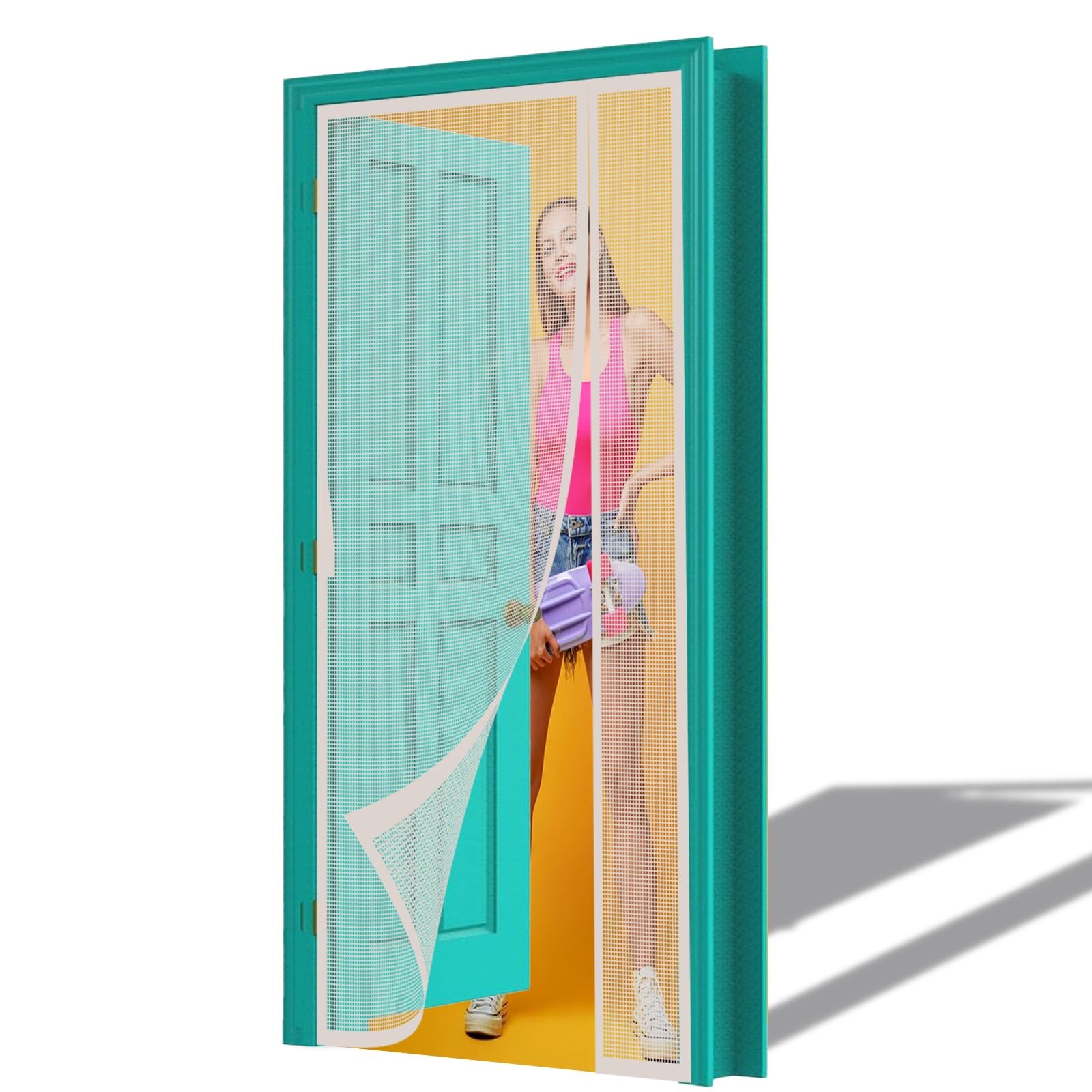 Side Opening Magnetic Fly Screen Door 160x270cm Left OR Right Opening Bug Mesh Curtain Top to Bottom Ultra Seal Magnets Close Automatically Easy to Install for Patio Washable White