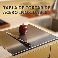 Vista 7 de Tablas de cortar de acero inoxidable para cocina, alfombrillas de tabla de cortar para amasar, tabla de cortar de metal para carne, frutas