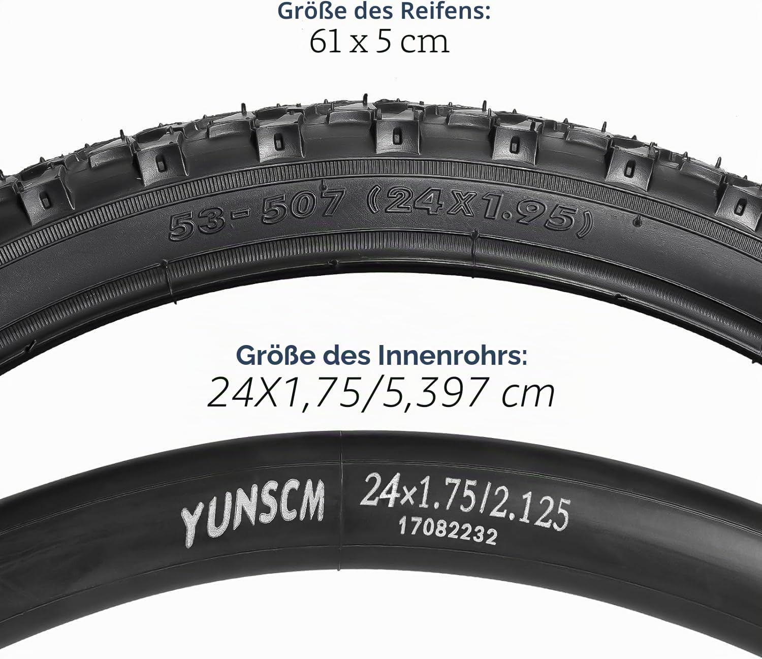 YunSCM 2PCS Faltbarer 24 Zoll Reifen 24x1.95 Mantel Plus 2PCS 24 Zoll Schlauch AV32mm Ventil kompatibel Stadtfahrzeuge, Straßenfah, Mountainbike 24x1.90 24x1.95 24x2.0 Fahrradreifen und Schlauch