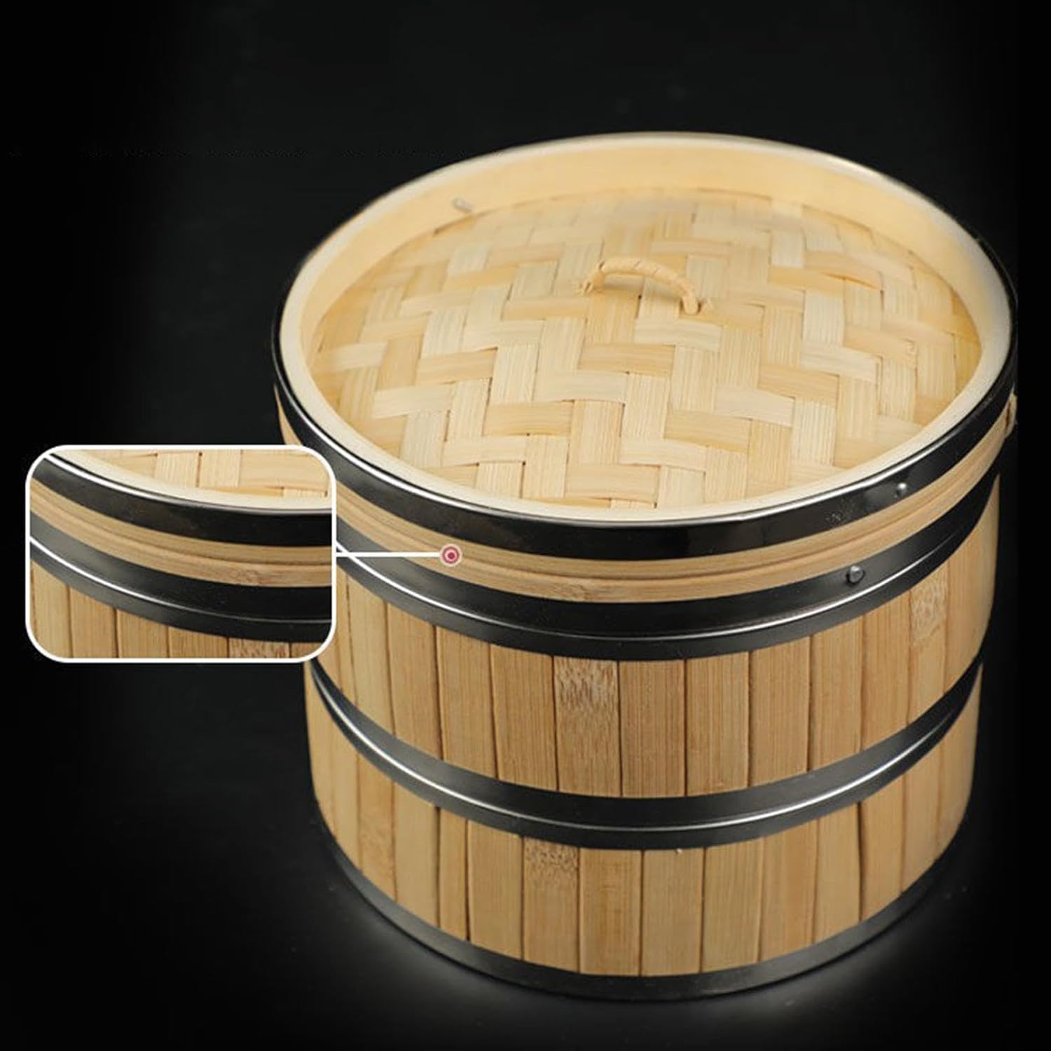 Bamboo Steamer Basket Food Steamer Stockable Sum & Bun Steamer Vegetable Steamer for Steaming Dumplings Chicken Vegetables, Double Layer