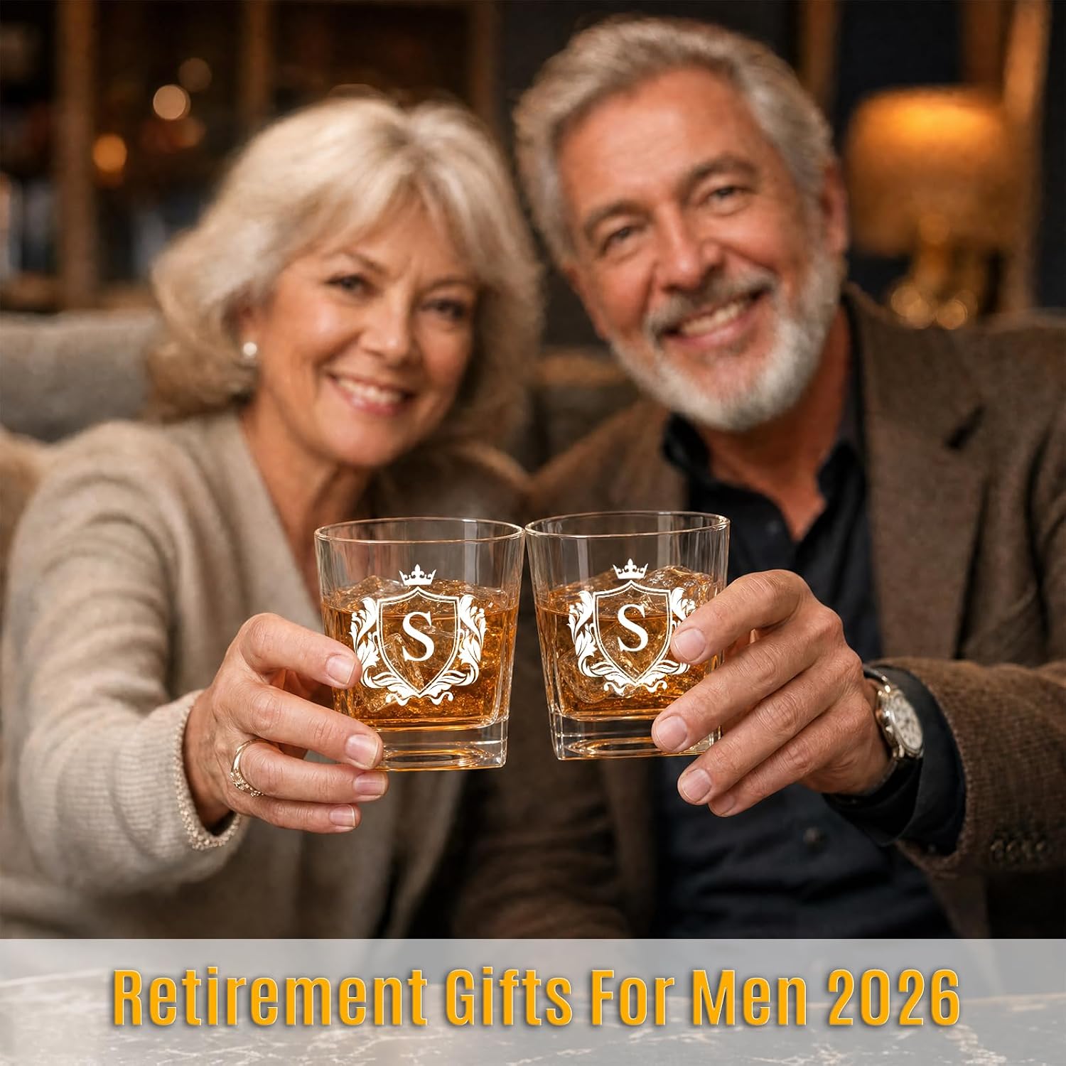 Personalized Whiskey Decanter Set with Monogram Initial, A-Z 10oz Personalized Whisky Glasses with 750ml Decanter, Unique Fathers Day Birthday Gifts for Men Him Dad Husband Brother Son (S)