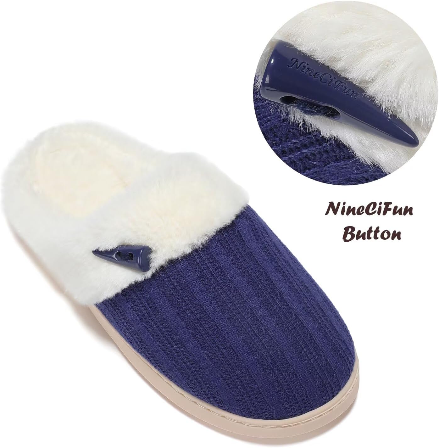 NineCiFun Women's Slip on Fuzzy Slippers Memory Foam House Slippers Outdoor Indoor Warm Plush Bedroom Shoes Scuff with Faux Fur Lining - Image 5