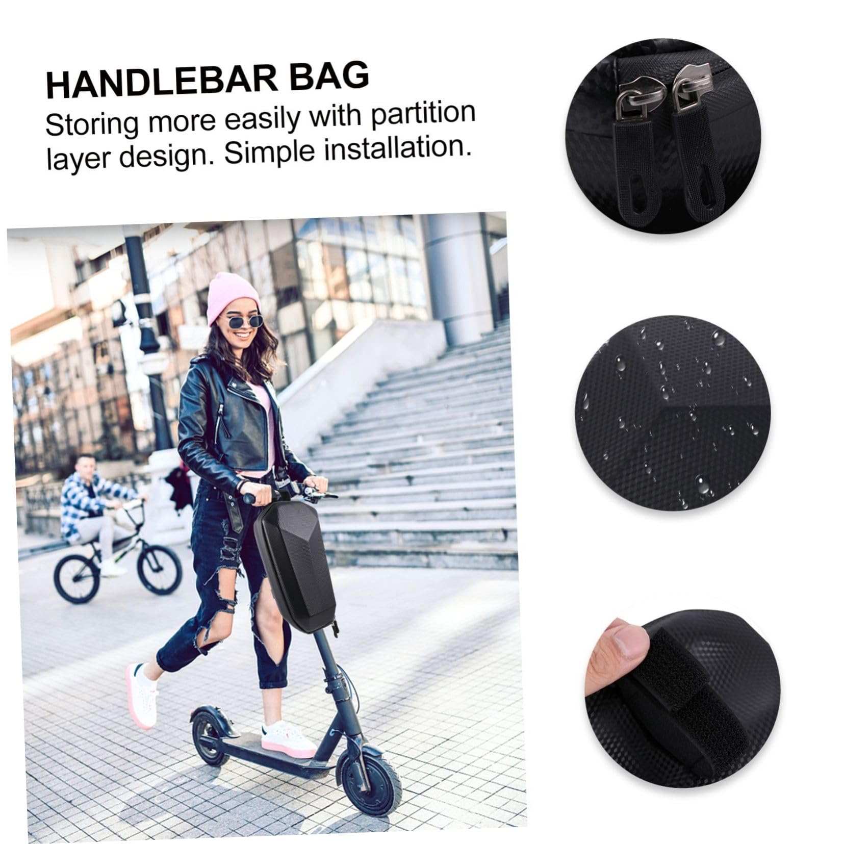 Eva Griffbeutel Für Hartschalen-lenkertasche Fahrradlenkertasche Koffer Handhaben Scooter-Rucksack Radfahren wasserdichte Beutel Elektrischer Rollerbeutel Scooter -Tasche Black