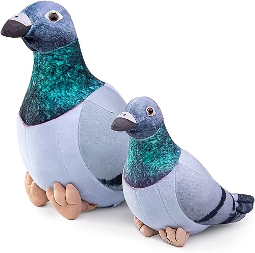 Miniatura 2 de Peluche grande de paloma gris, realista de 13.5 pulgadas de roca gris Columba Rupestris, lindo juguete de peluche de paloma de roca como regalo para