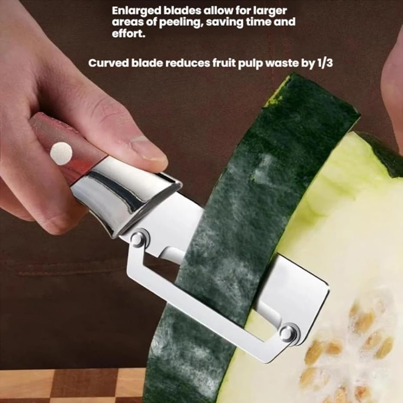 Pela caña de azúcar de Acero Inoxidable, un pelador versátil y Duradero; pelador Reforzado de Calidad Comercial para Calabazas y apio; Mango Ancho ergonómico,B