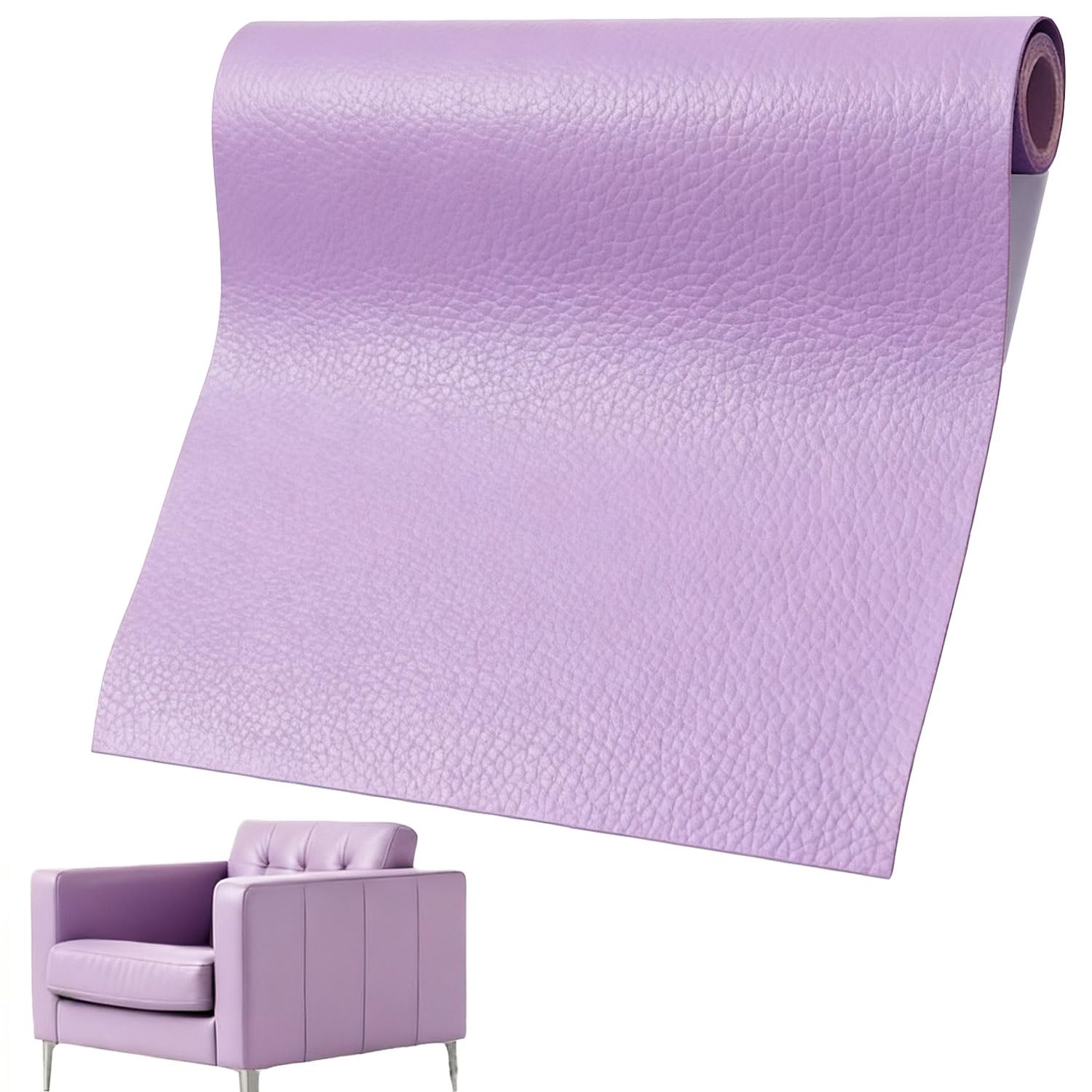 Leder Reparatur Set, Patch Selbstklebend, Kunstleder Selbstklebend 60 x 137 cm, Patch Kit für Sofas, Handtaschen, Jacken, Autositze, Möbel (Hellviolett)