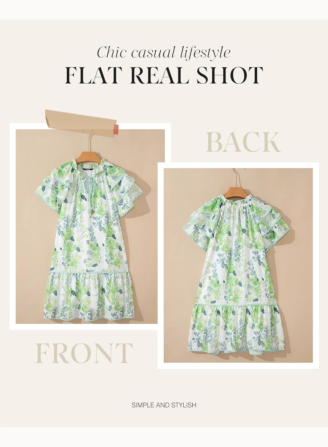 Dokotoo Womens Summer Dresses 2026 Boho Floral V Neck Drawstring Ruffle Short Sleeve Casual A-Line Swing Mini Dress Sundress - Image 4